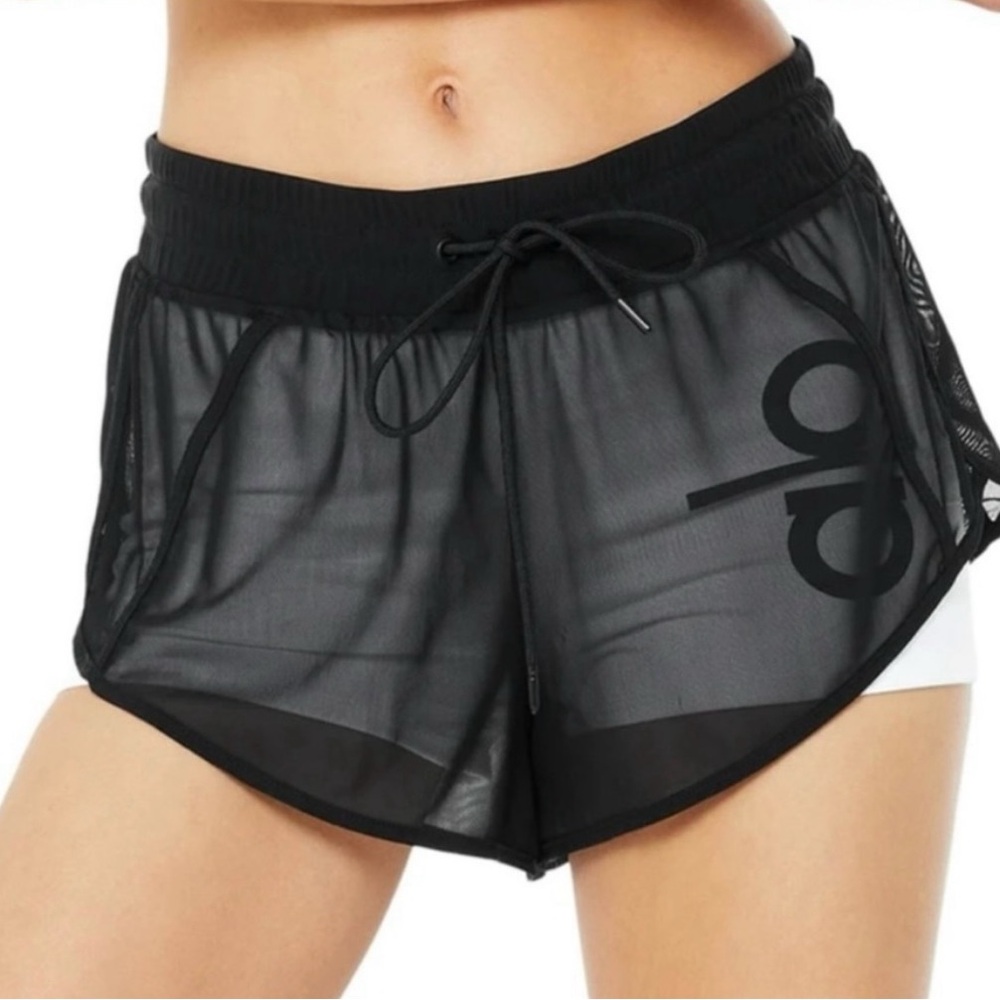 Mesh layered Alo biker shorts